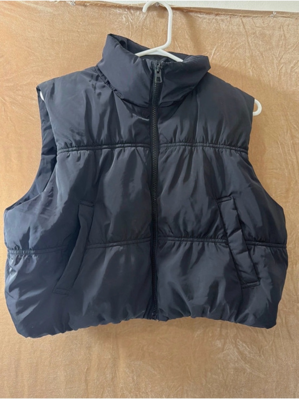 H&M Black Quilted Puffer Vest with Stand Collar